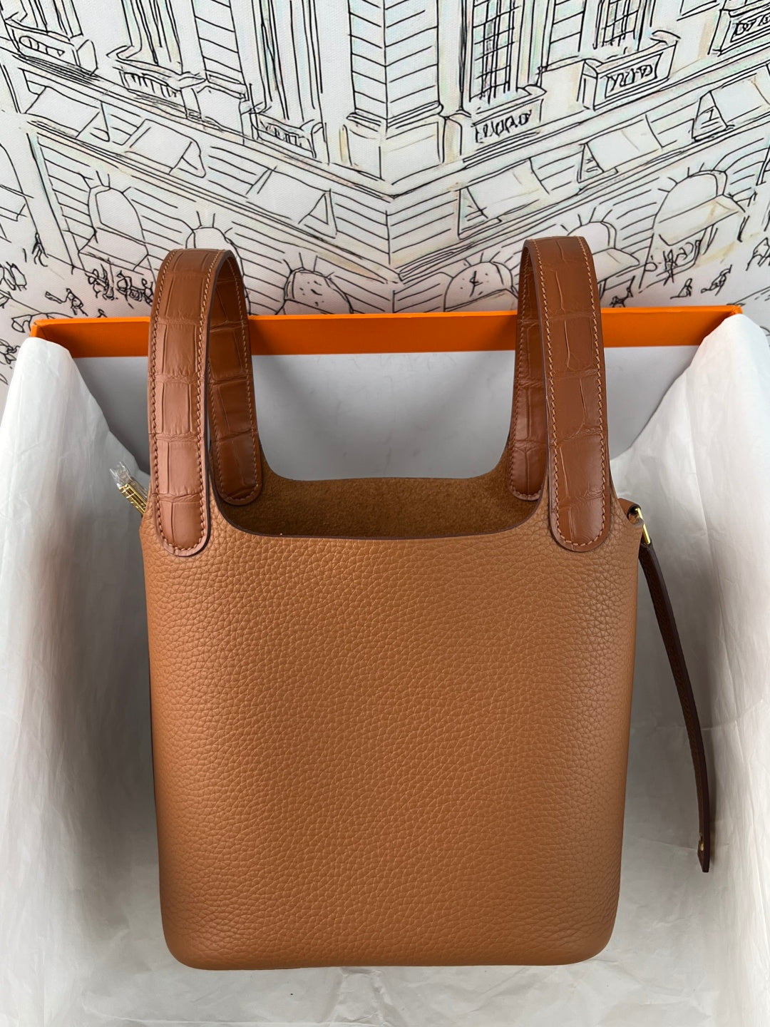 Hermes Picotin 18 Touch Crocodile Golden Brown Gold Hardware HM18T22