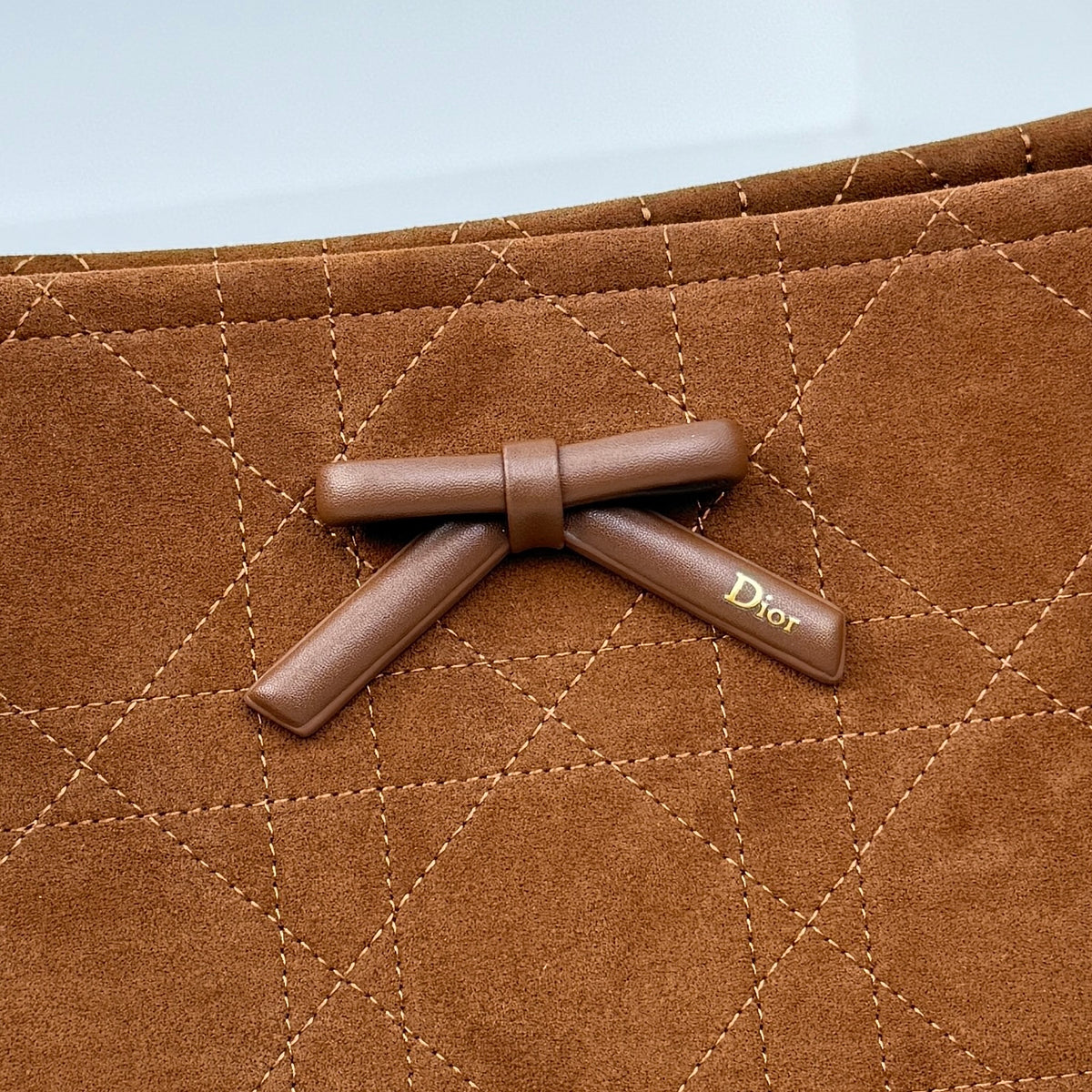 Dior Medium Promenade Shopping Bag Brown Suede M1409