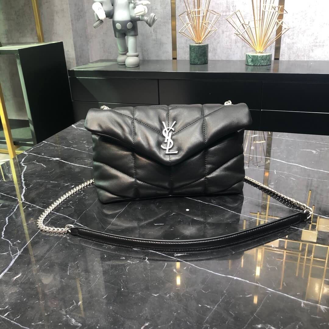 620333 loulou puffer monogram black 23cm black silver hardware