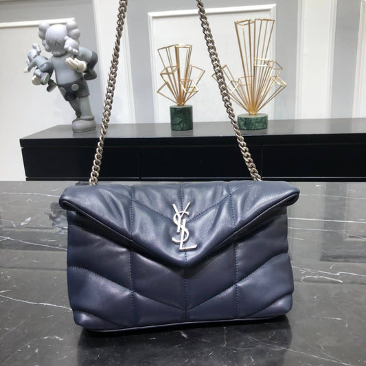 620333 loulou puffer monogram black 23cm blue silver hardware
