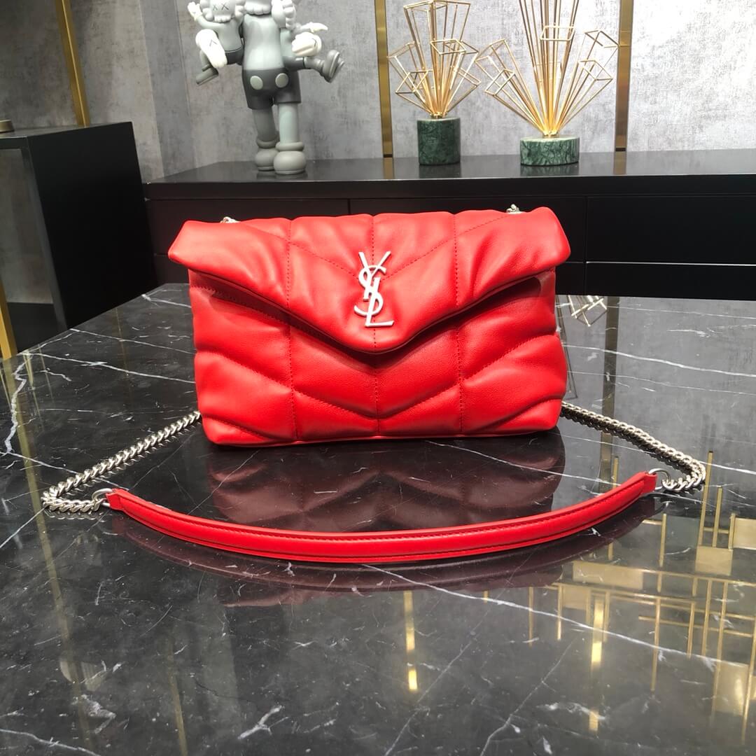 620333 loulou puffer monogram black 23cm red silver hardware