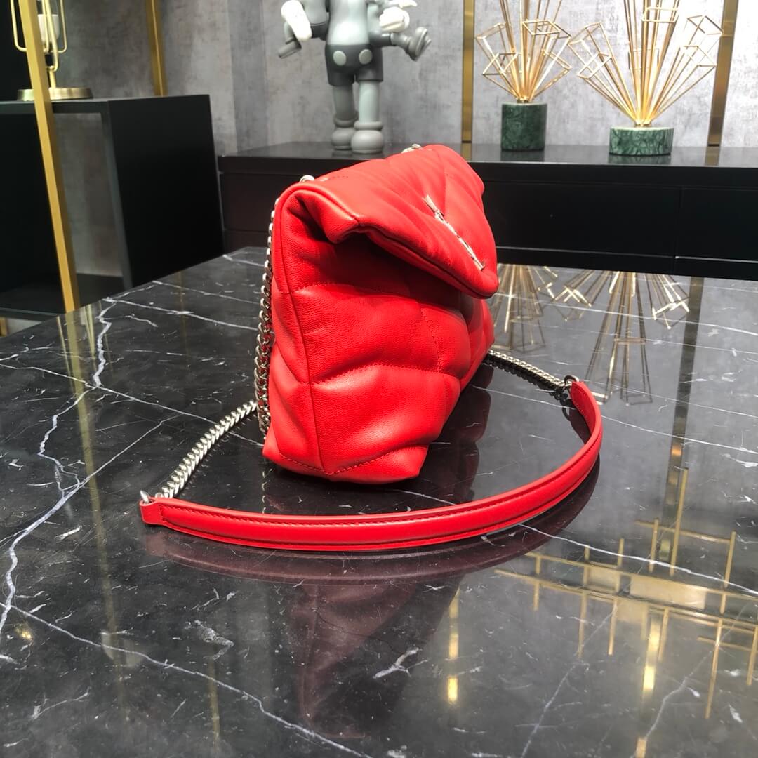 620333 loulou puffer monogram black 23cm red silver hardware