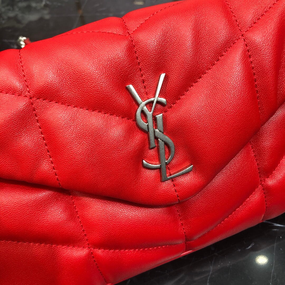 620333 loulou puffer monogram black 23cm red silver hardware