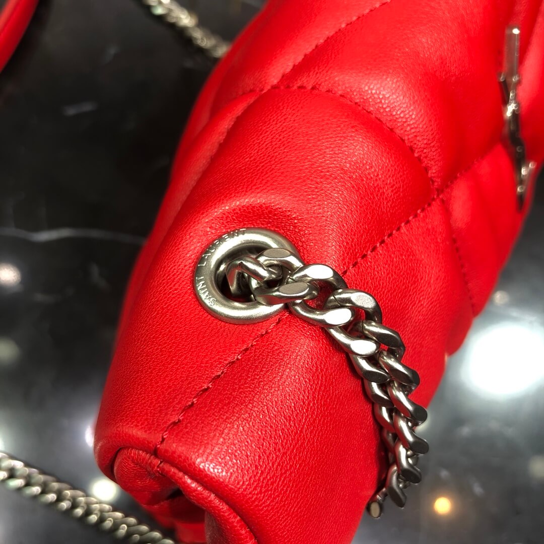 620333 loulou puffer monogram black 23cm red silver hardware
