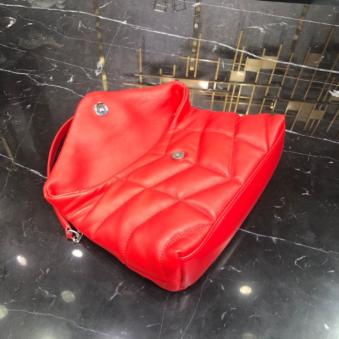 620333 loulou puffer monogram black 23cm red silver hardware