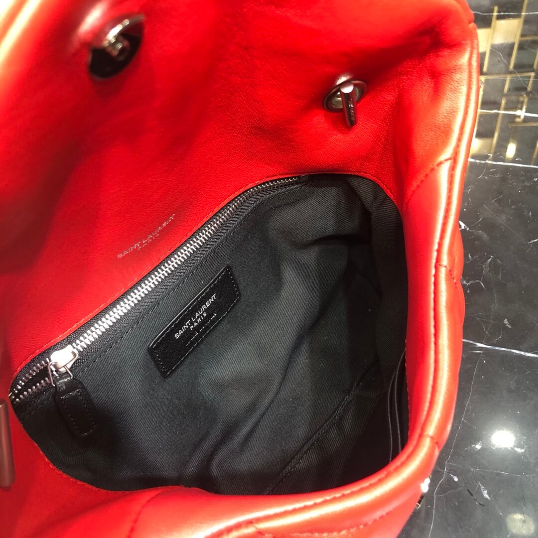 620333 loulou puffer monogram black 23cm red silver hardware