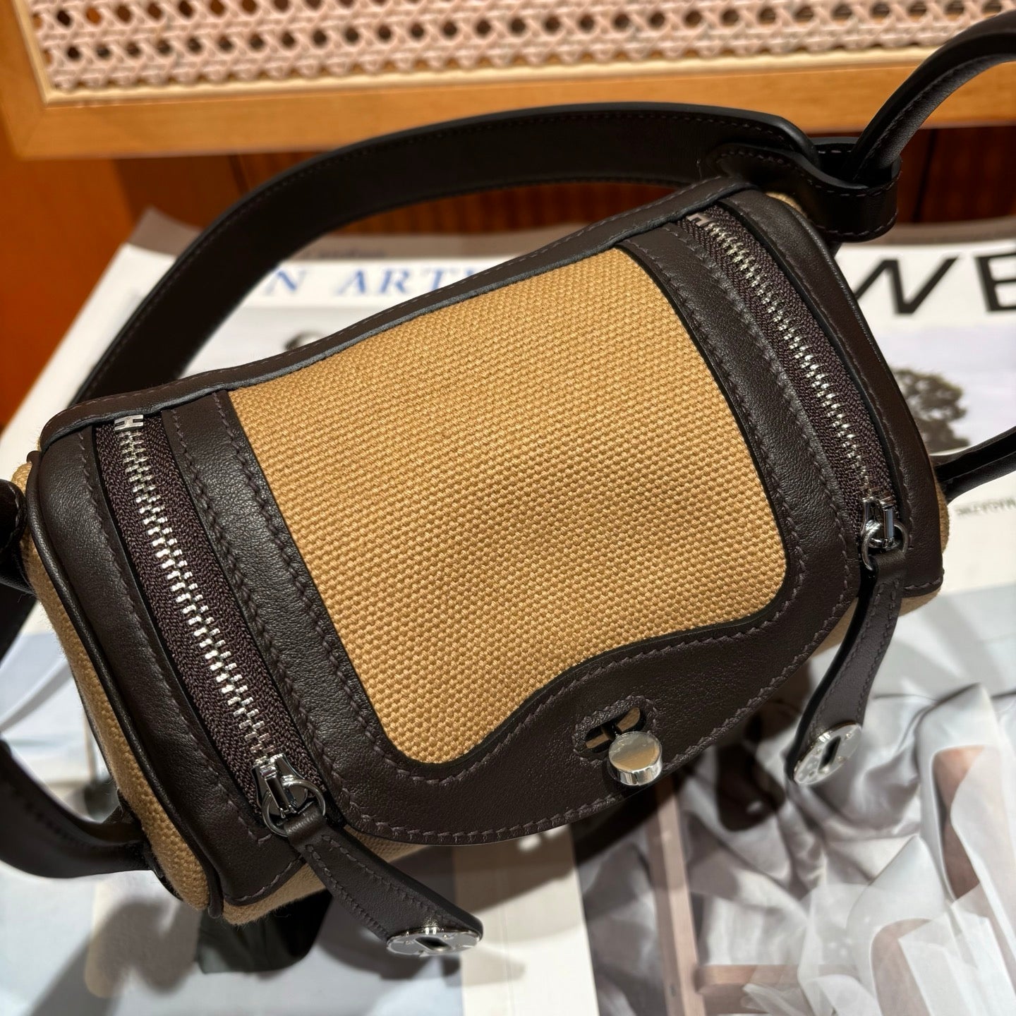 Hermes Lindy 19 Canvas Mousse Date Brown LD2607301