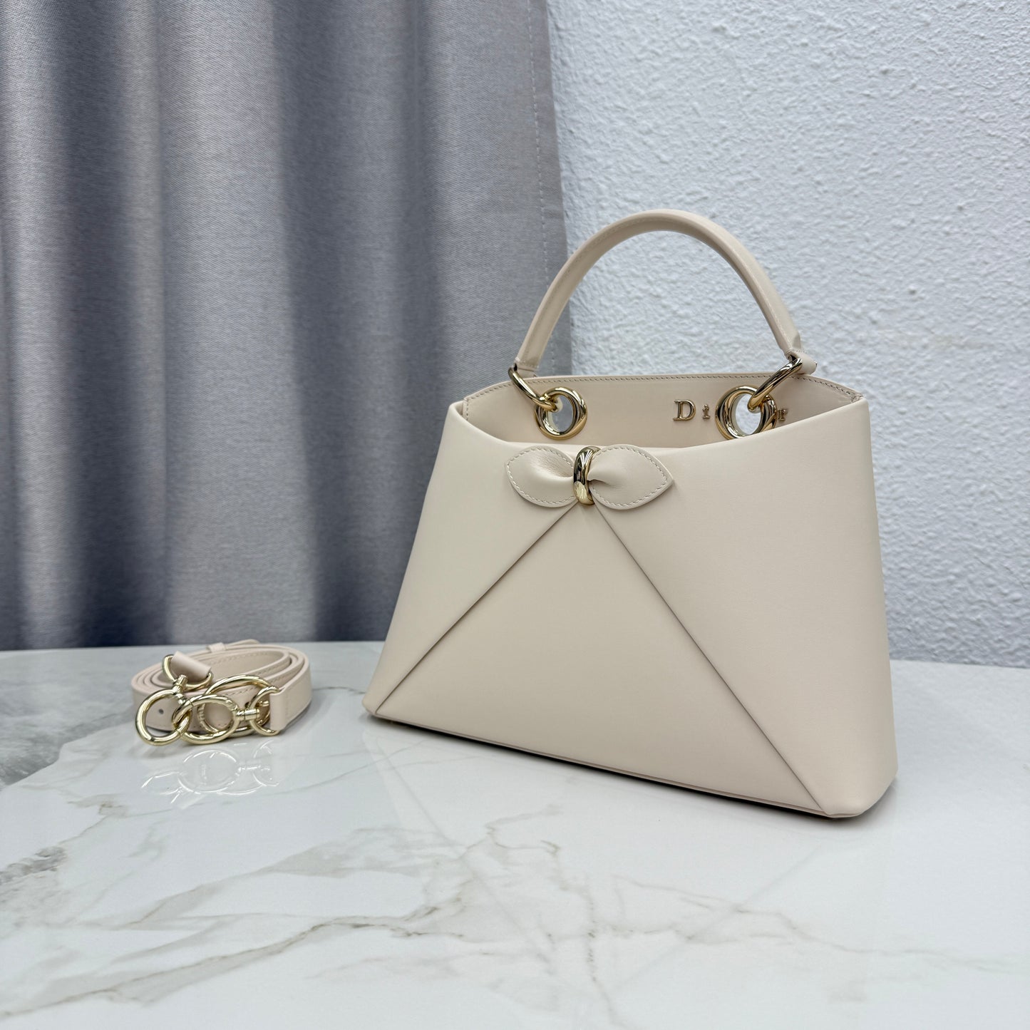 Dior Bow Tote Light Beige Gold Hardware DO0737 - Image 5