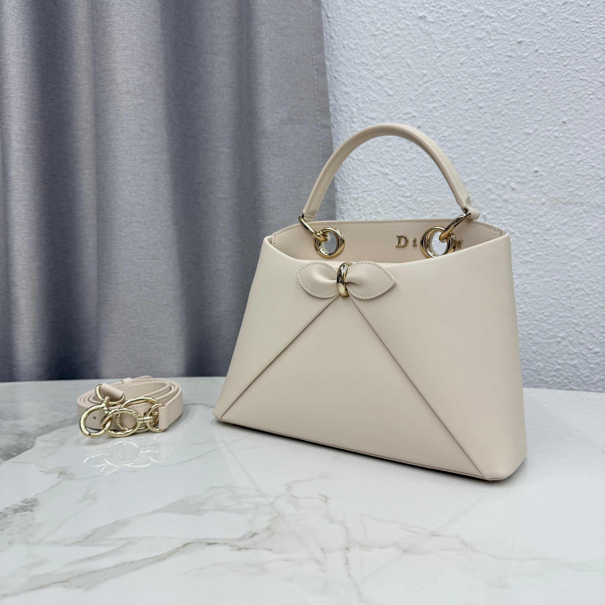 Dior Bow Tote Light Beige Gold Hardware DO0737 - Image 5