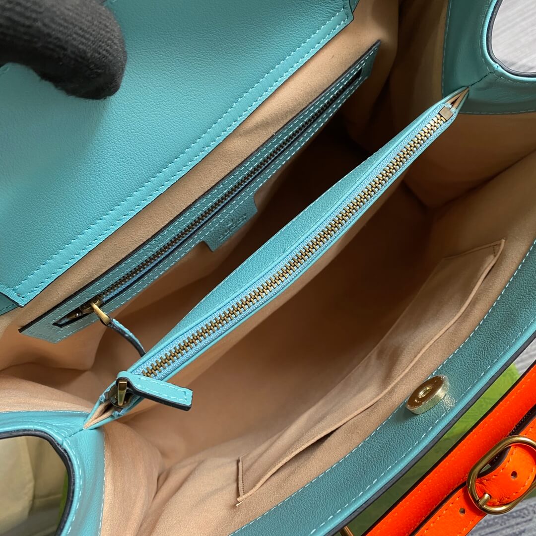 655658 diana bamboo joint tote handbag cowhide blue 35cm