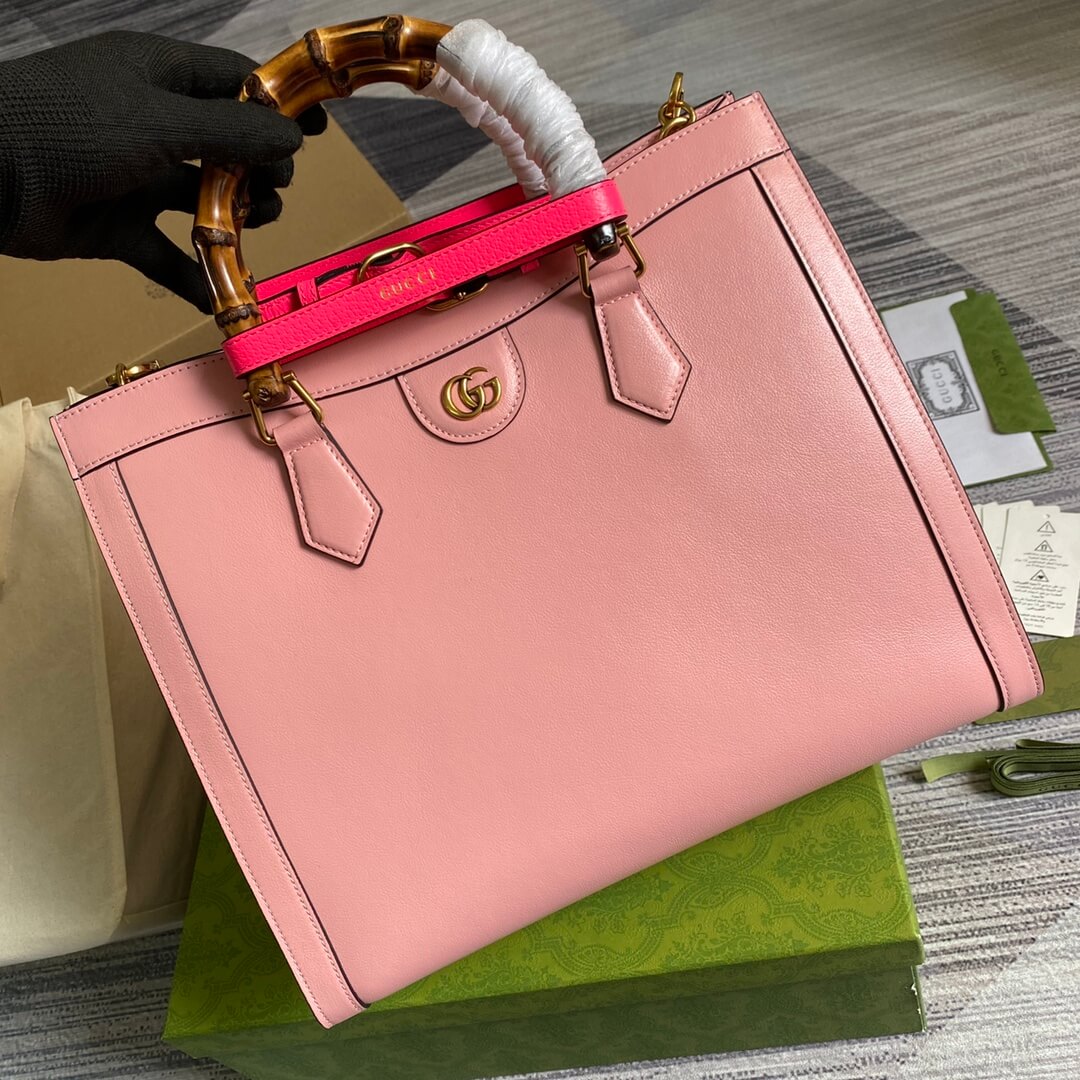 655658 diana bamboo joint tote handbag cowhide red 35cm