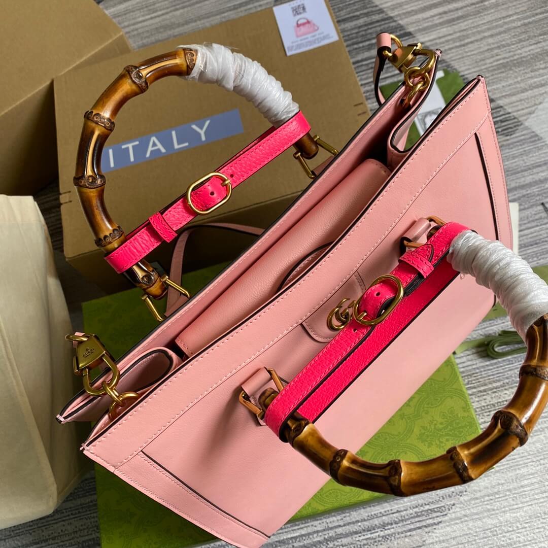 655658 diana bamboo joint tote handbag cowhide red 35cm