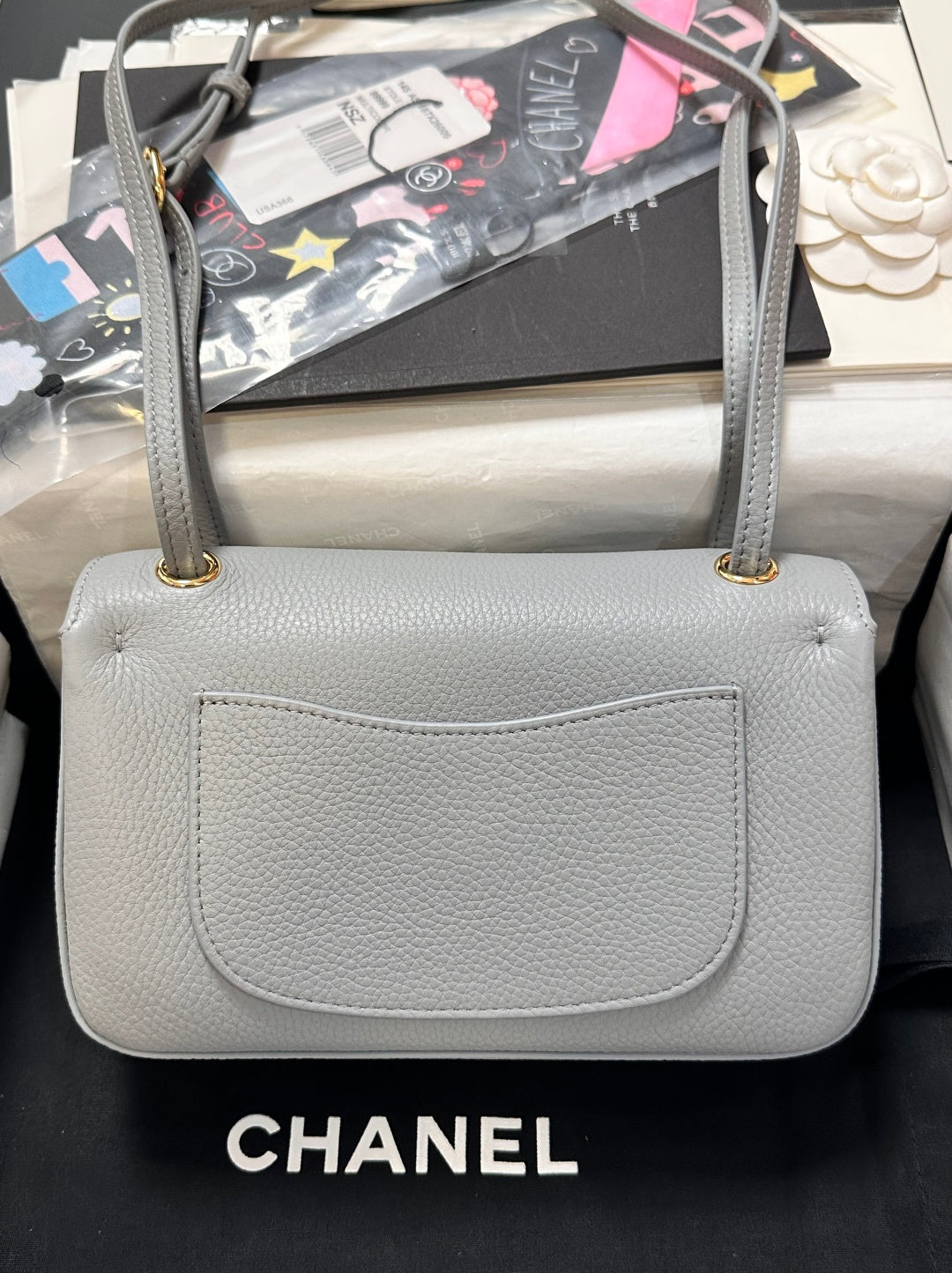 Chanel Maxi Flap Bag Grey Gold Hardware AS6573