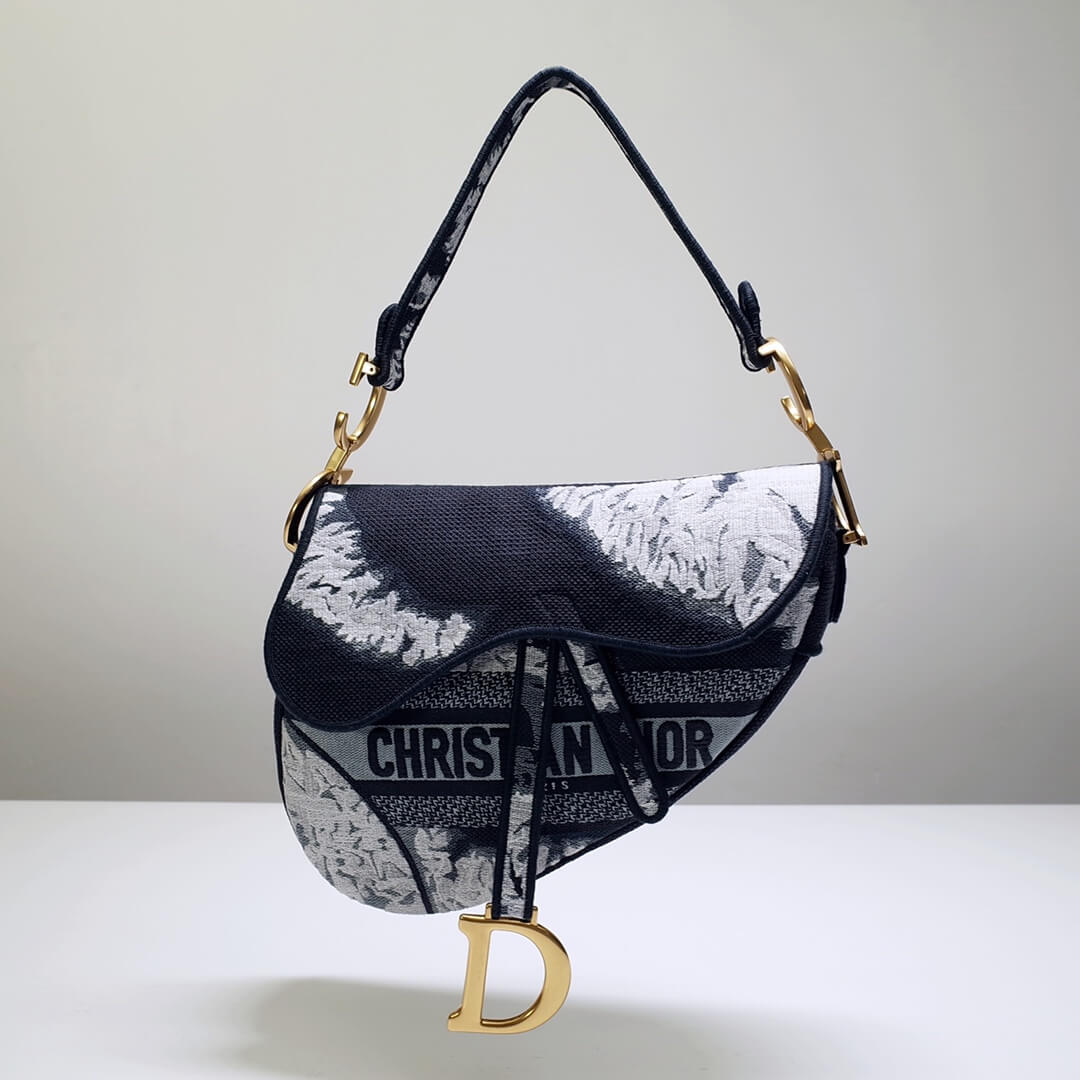6815 saddle bag 25 5cm embroidery blue white