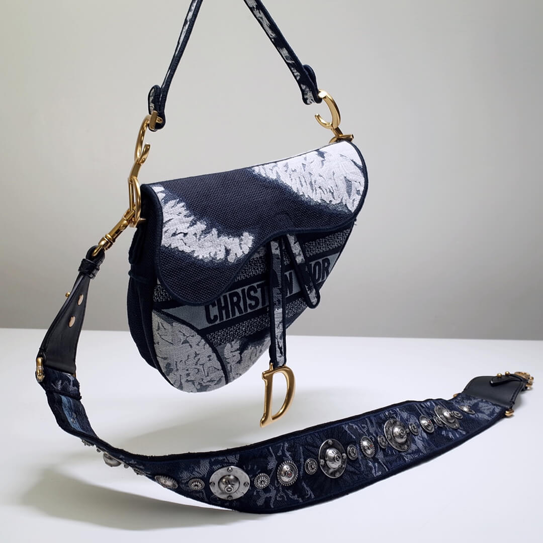 6815 saddle bag 25 5cm embroidery blue white