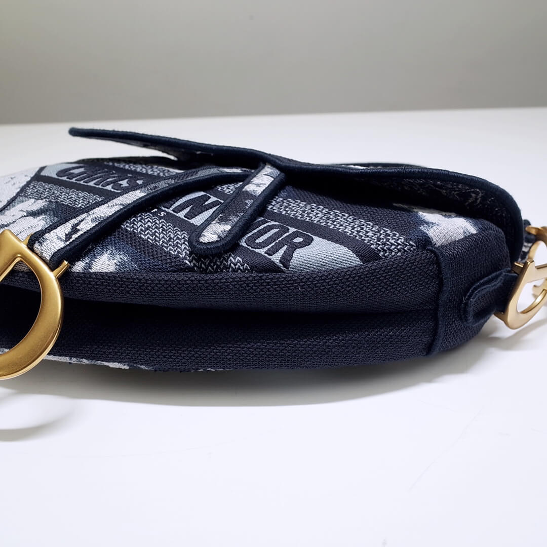 6815 saddle bag 25 5cm embroidery blue white