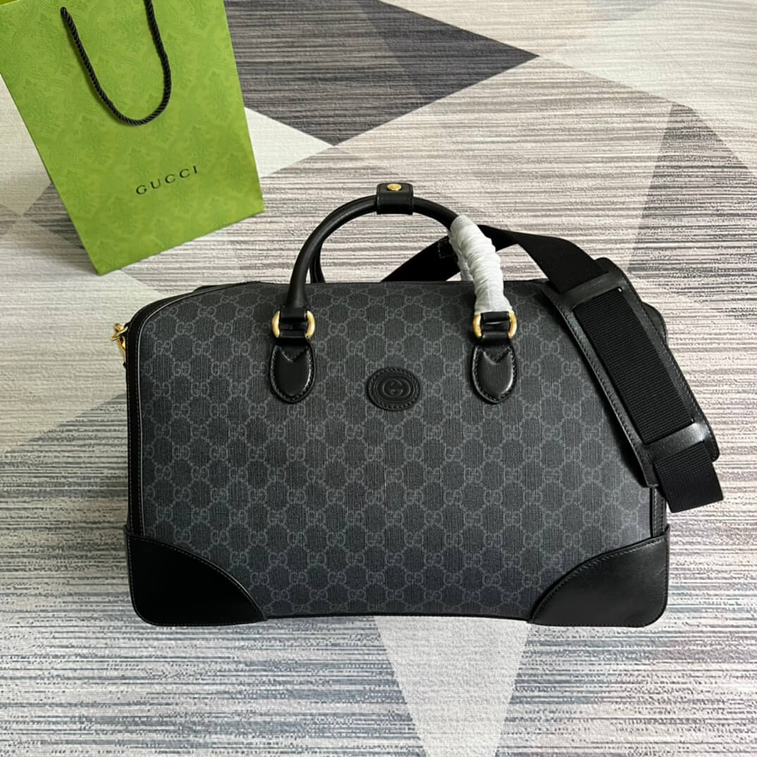 696014 handbag gg supreme 42cm black pvc