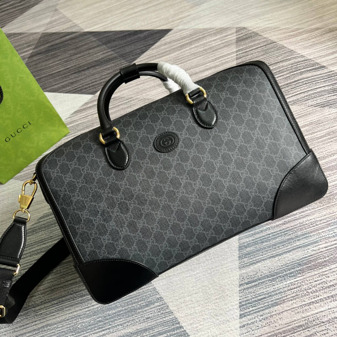 696014 handbag gg supreme 42cm black pvc