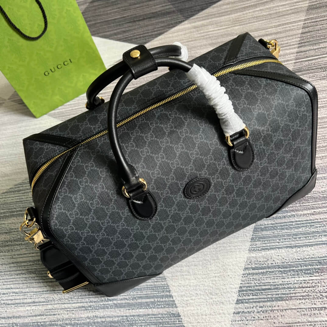 696014 handbag gg supreme 42cm black pvc