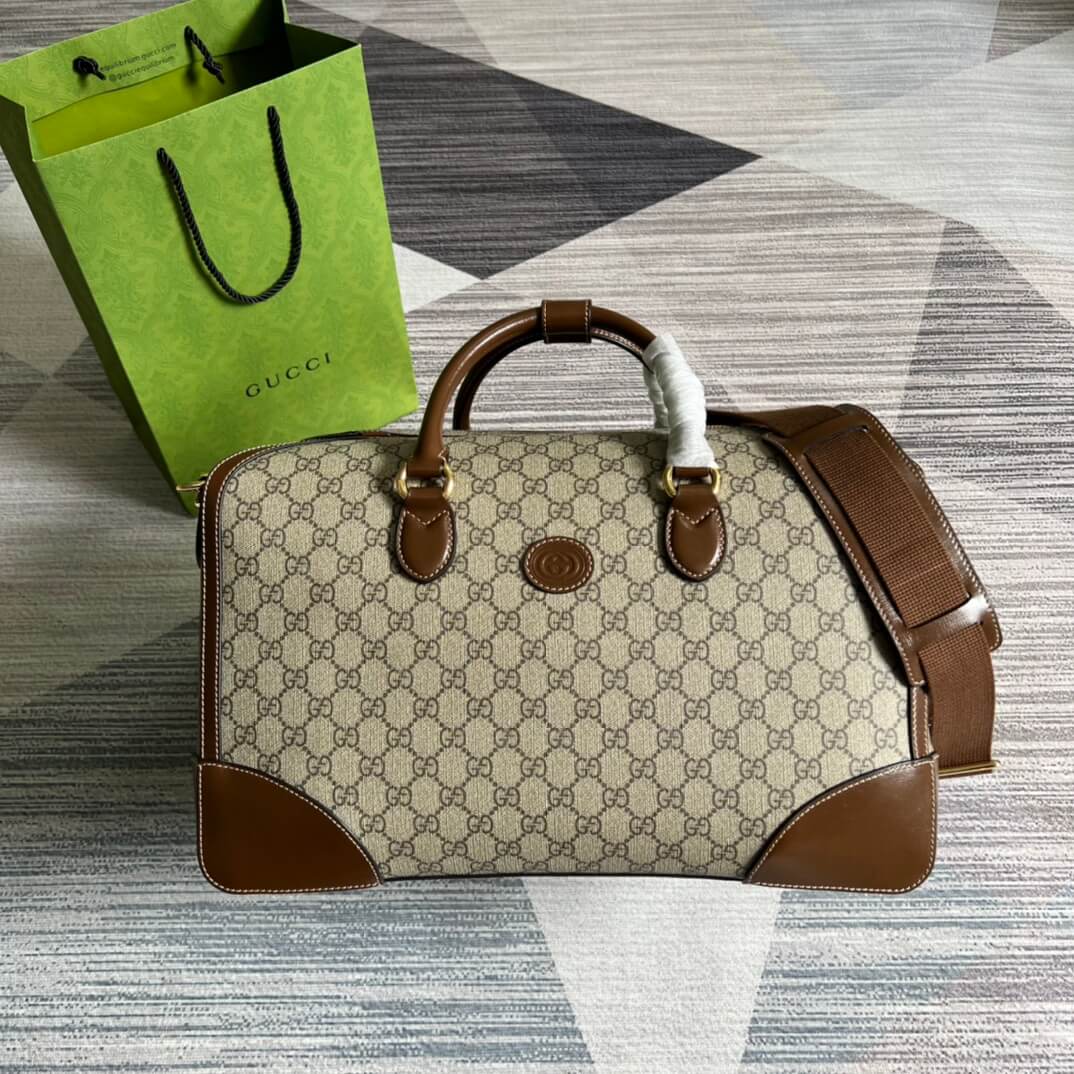 696014 handbag gg supreme 42cm brown pvc