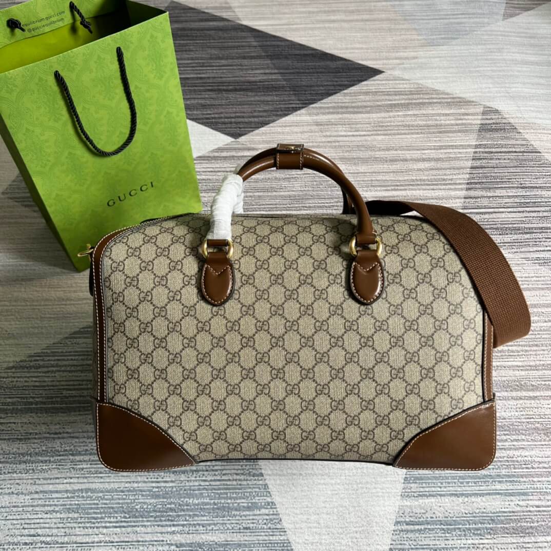 696014 handbag gg supreme 42cm brown pvc