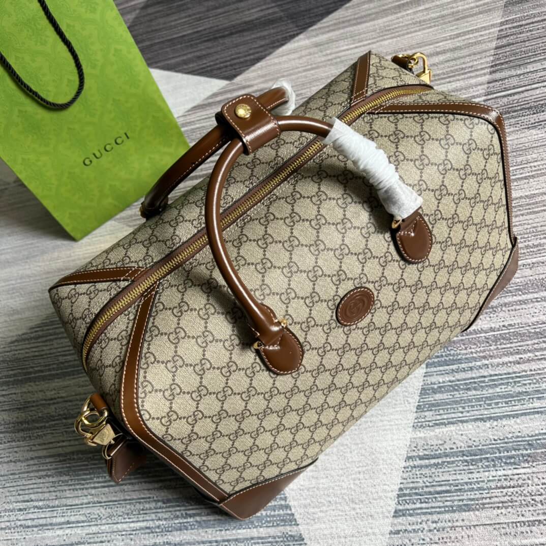 696014 handbag gg supreme 42cm brown pvc
