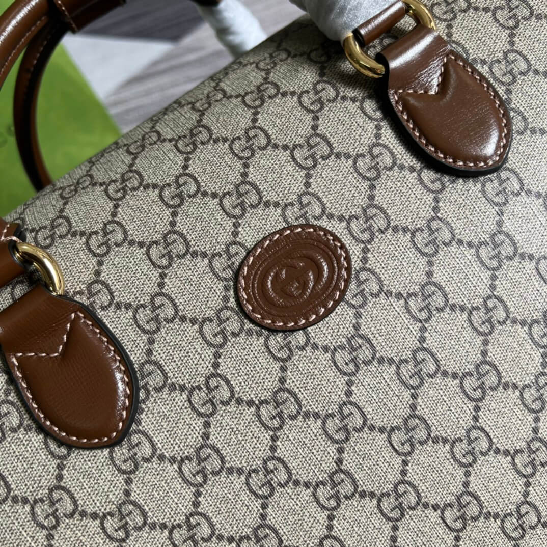 696014 handbag gg supreme 42cm brown pvc