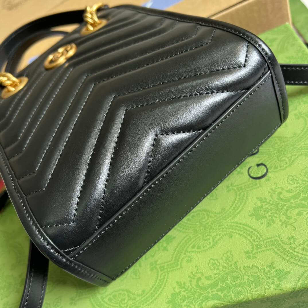 696123 gg mini handbag 16cm black cowhide real leather shoulder bag cross body bags handbag