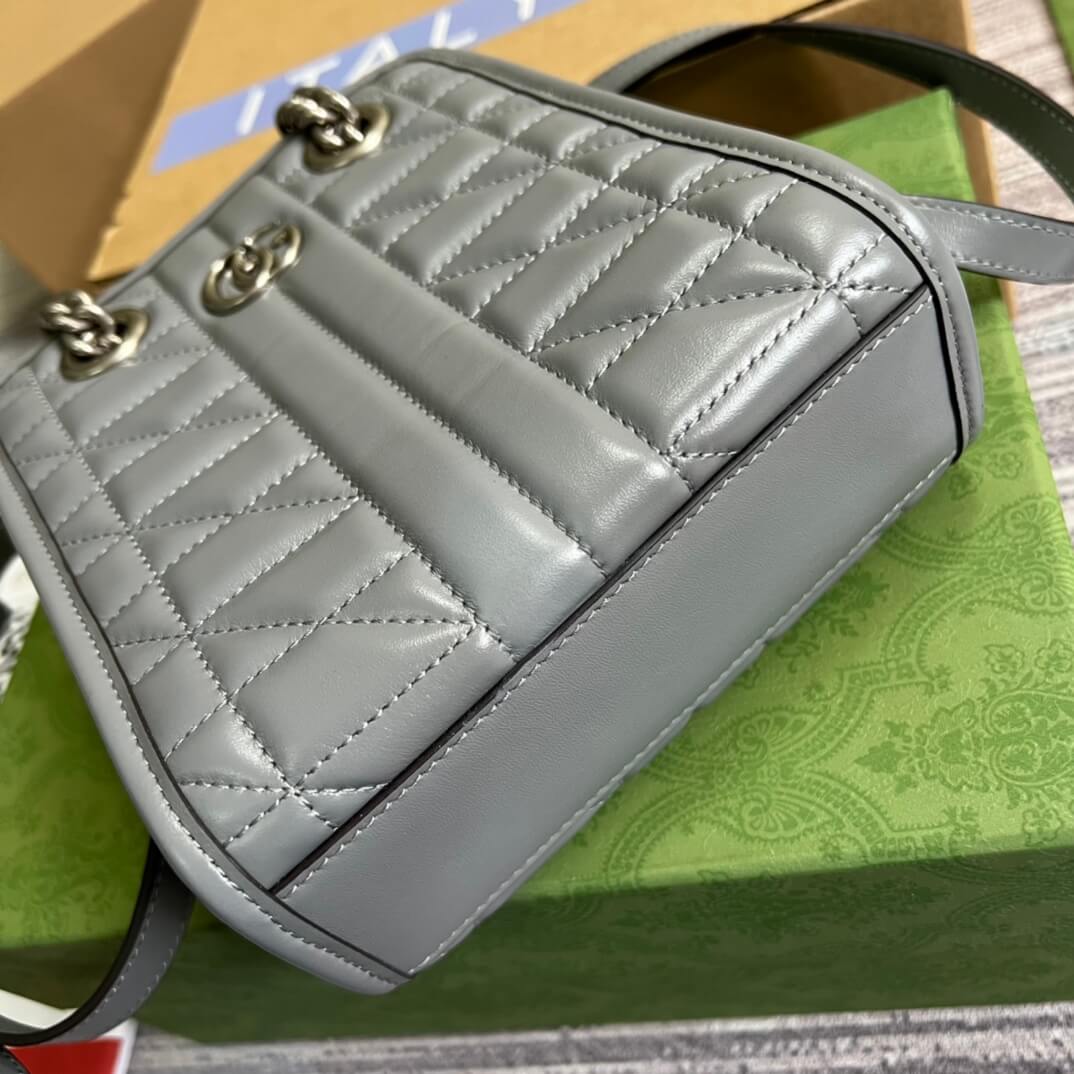 696123 gg mini handbag 16cm grey cowhide real leather shoulder bag cross body bags handbag