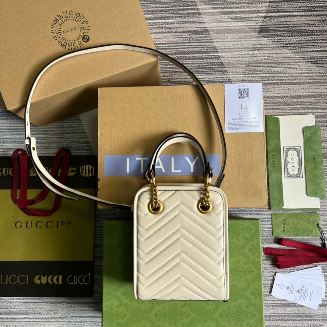 696123 gg mini handbag 16cm white cowhide real leather shoulder bag cross body bags handbag