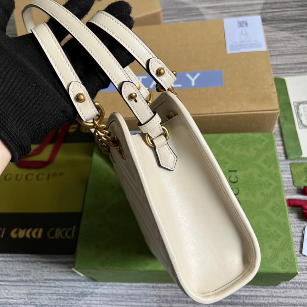 696123 gg mini handbag 16cm white cowhide real leather shoulder bag cross body bags handbag