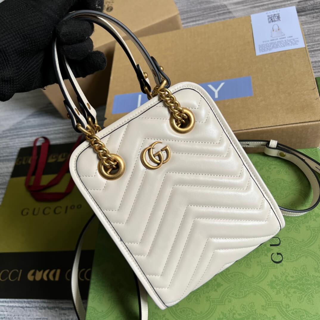 696123 gg mini handbag 16cm white cowhide real leather shoulder bag cross body bags handbag