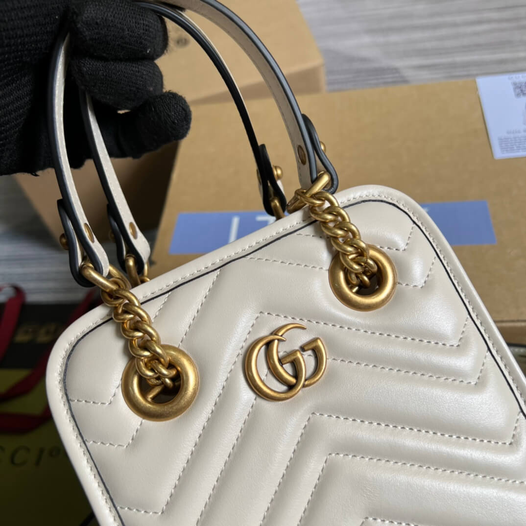 696123 gg mini handbag 16cm white cowhide real leather shoulder bag cross body bags handbag
