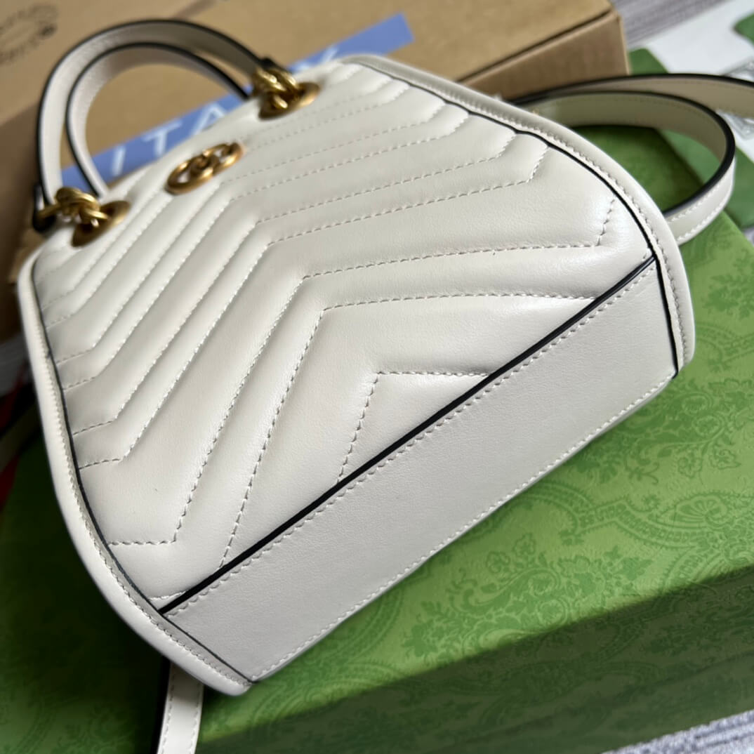 696123 gg mini handbag 16cm white cowhide real leather shoulder bag cross body bags handbag