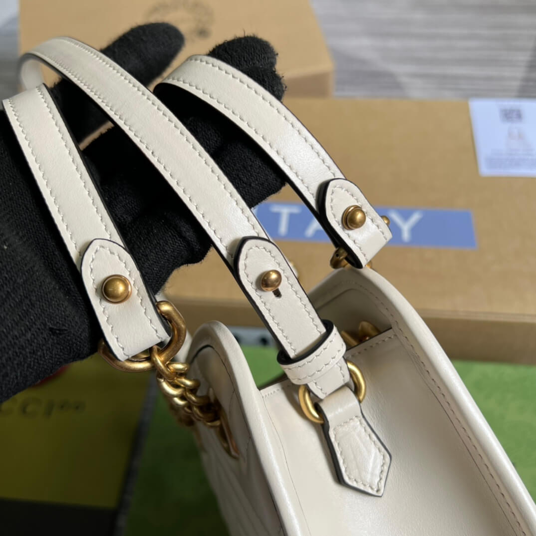 696123 gg mini handbag 16cm white cowhide real leather shoulder bag cross body bags handbag