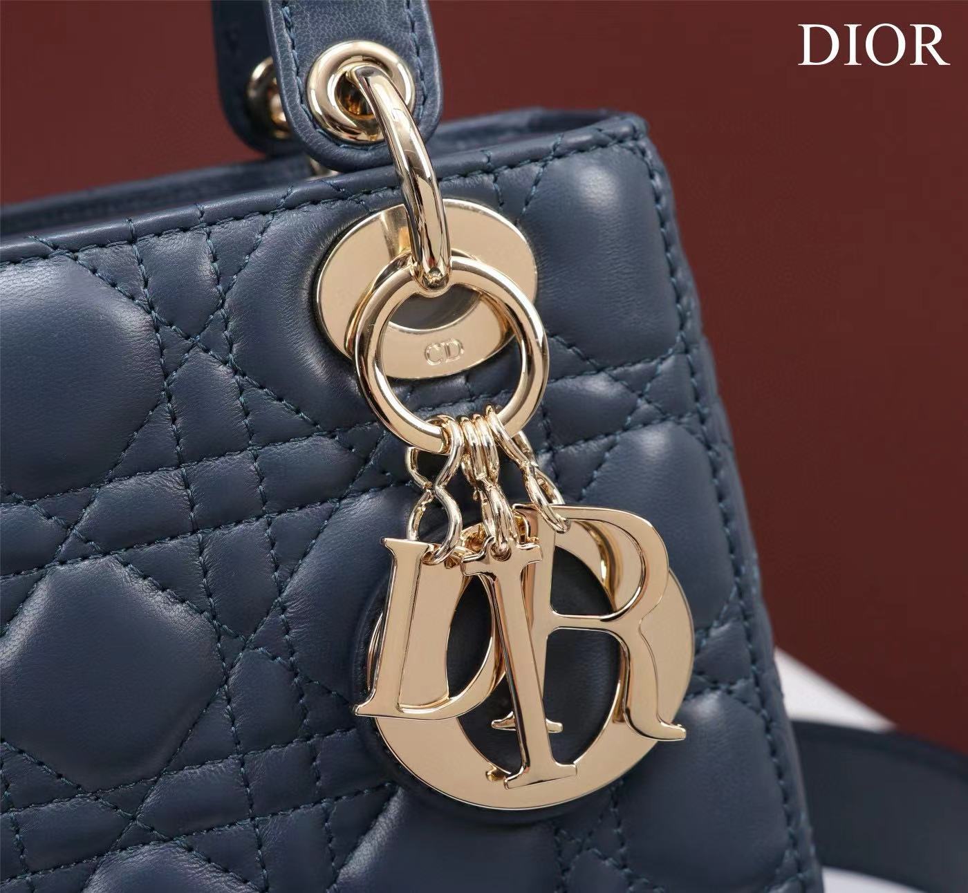 Small Lady Dior My ABCDior Bag Deep Ocean Blue Cannage Lambskin M66B