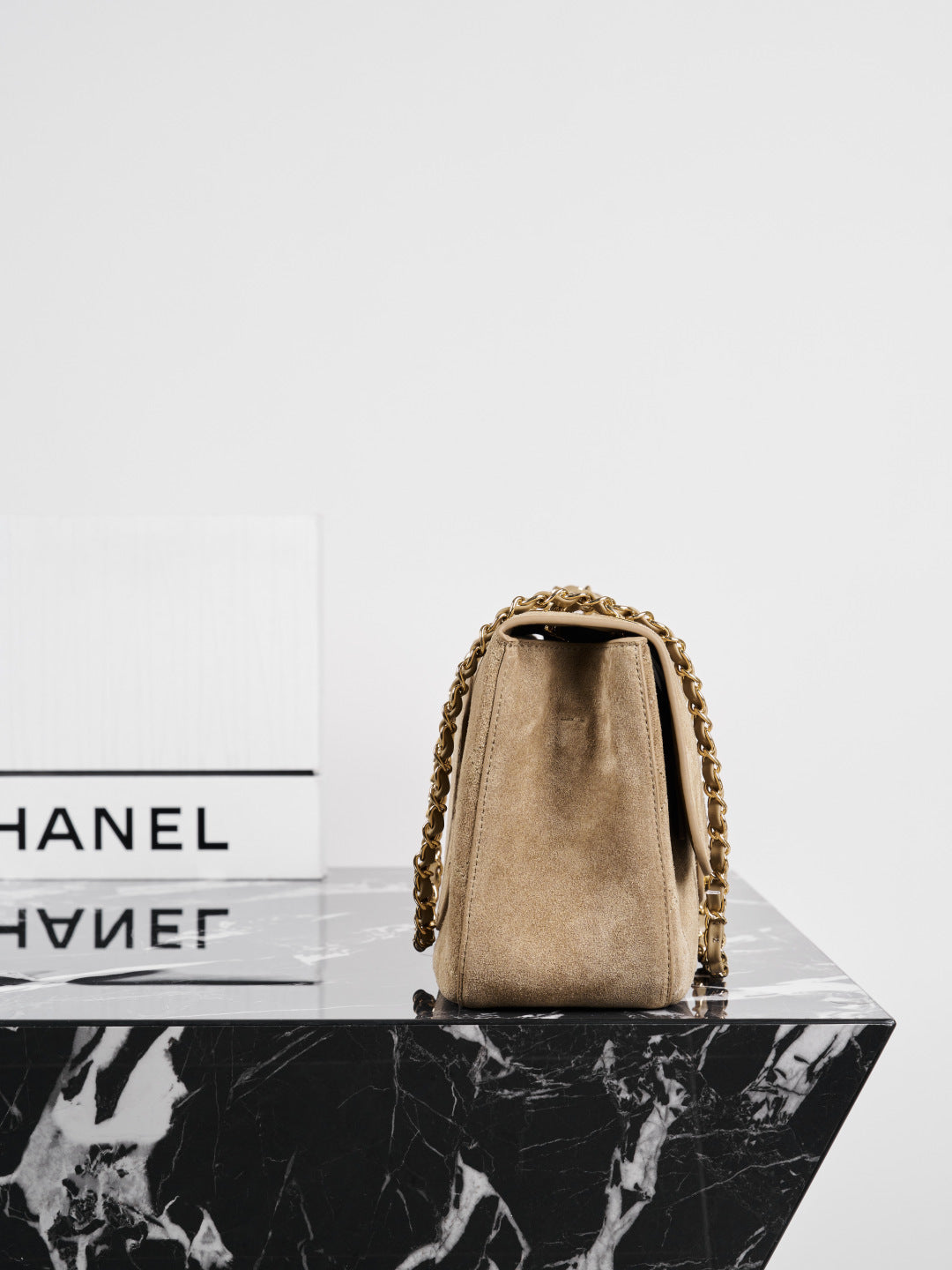 Chanel Maxi Flap Dark Beige Suede - Image 6