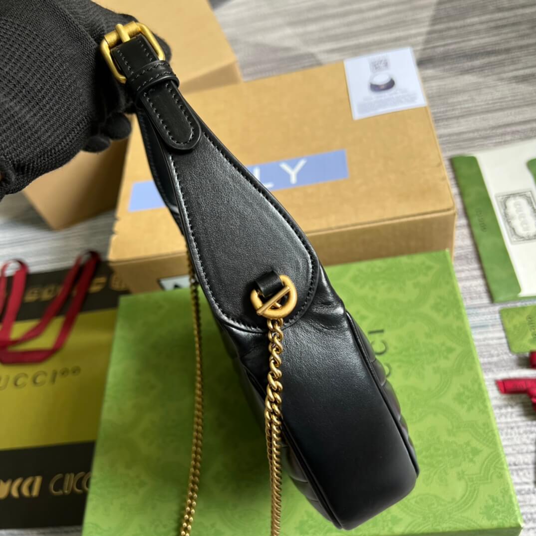 699514 gg mini handbag 21cm black cowhide real leather shoulder bag cross body bags handbag