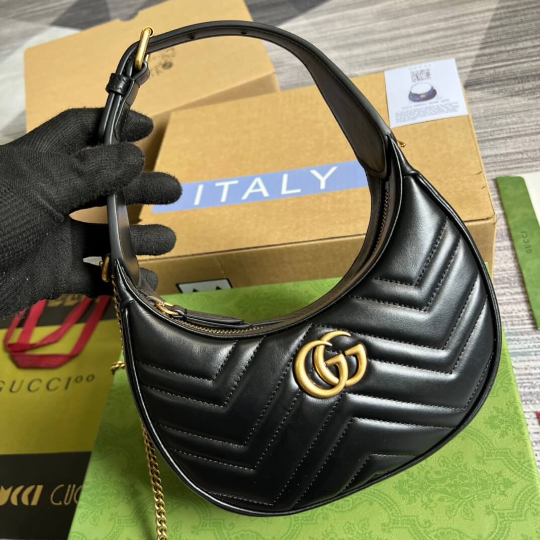 699514 gg mini handbag 21cm black cowhide real leather shoulder bag cross body bags handbag