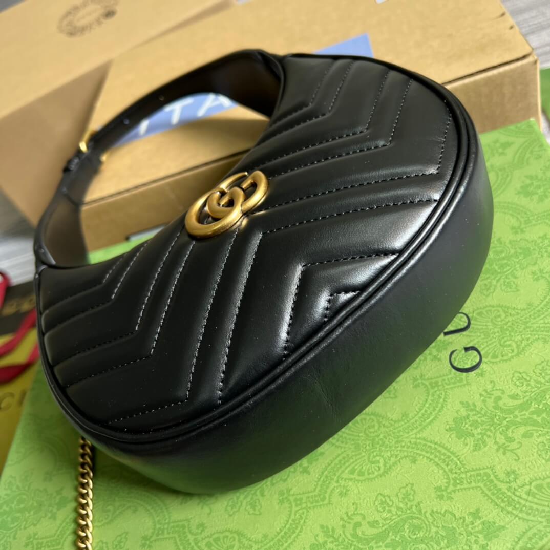 699514 gg mini handbag 21cm black cowhide real leather shoulder bag cross body bags handbag