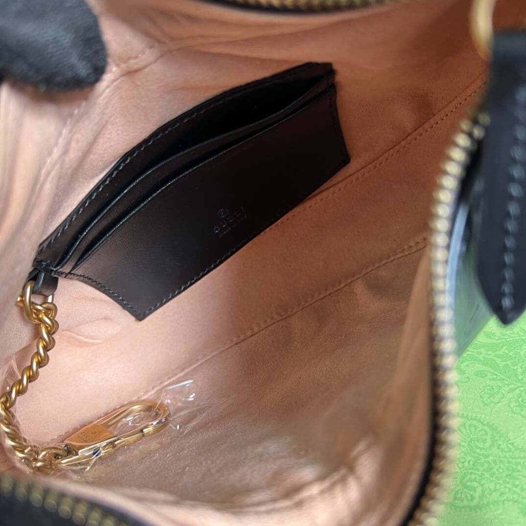 699514 gg mini handbag 21cm black cowhide real leather shoulder bag cross body bags handbag