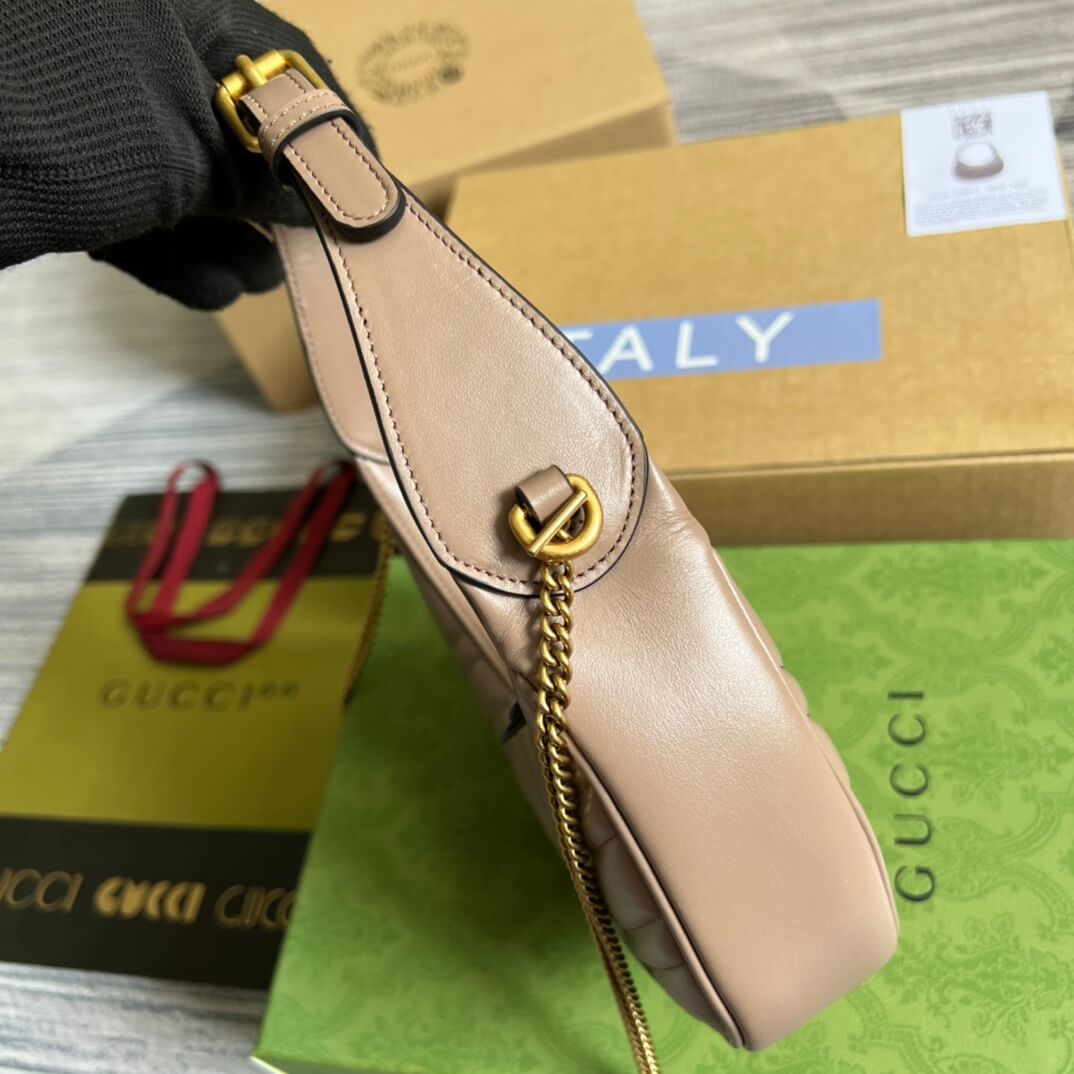 699514 gg mini handbag 21cm milk tea color cowhide real leather shoulder bag cross body bags handbag