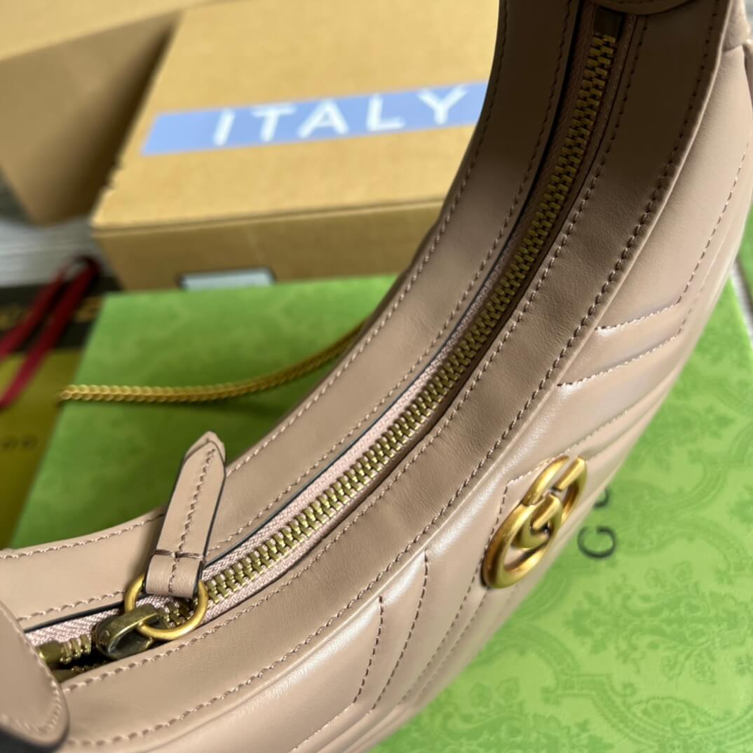 699514 gg mini handbag 21cm milk tea color cowhide real leather shoulder bag cross body bags handbag
