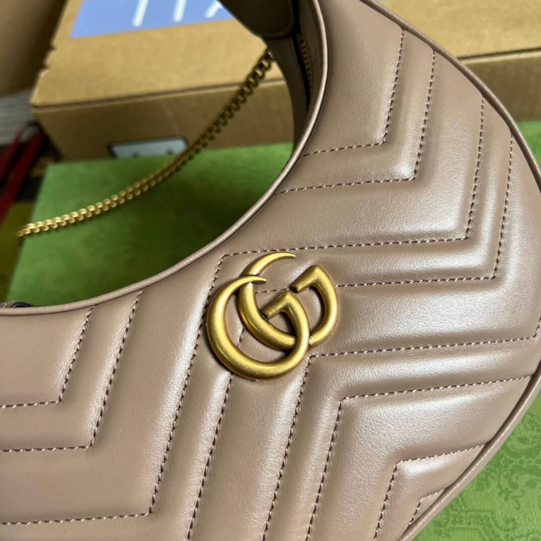 699514 gg mini handbag 21cm milk tea color cowhide real leather shoulder bag cross body bags handbag