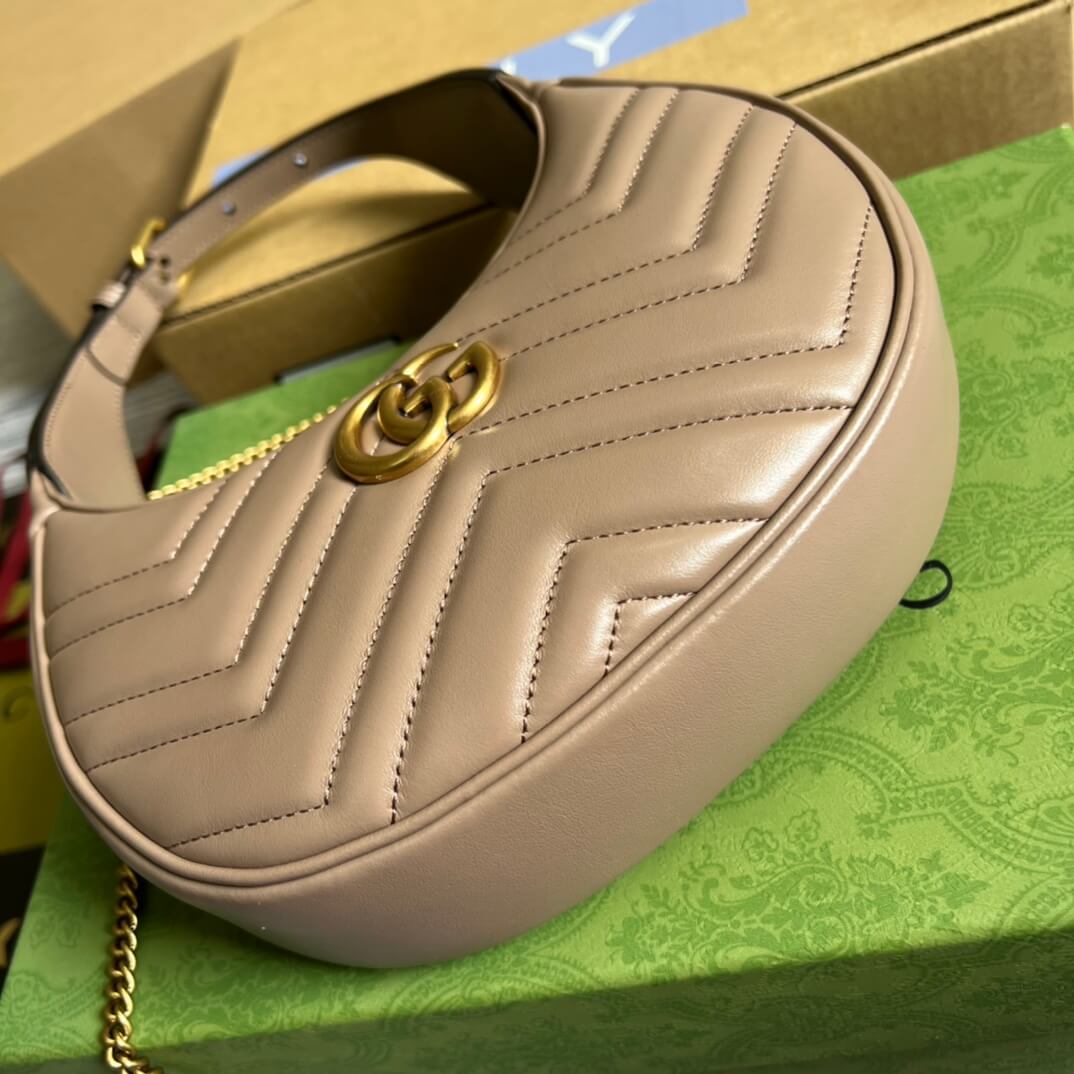 699514 gg mini handbag 21cm milk tea color cowhide real leather shoulder bag cross body bags handbag