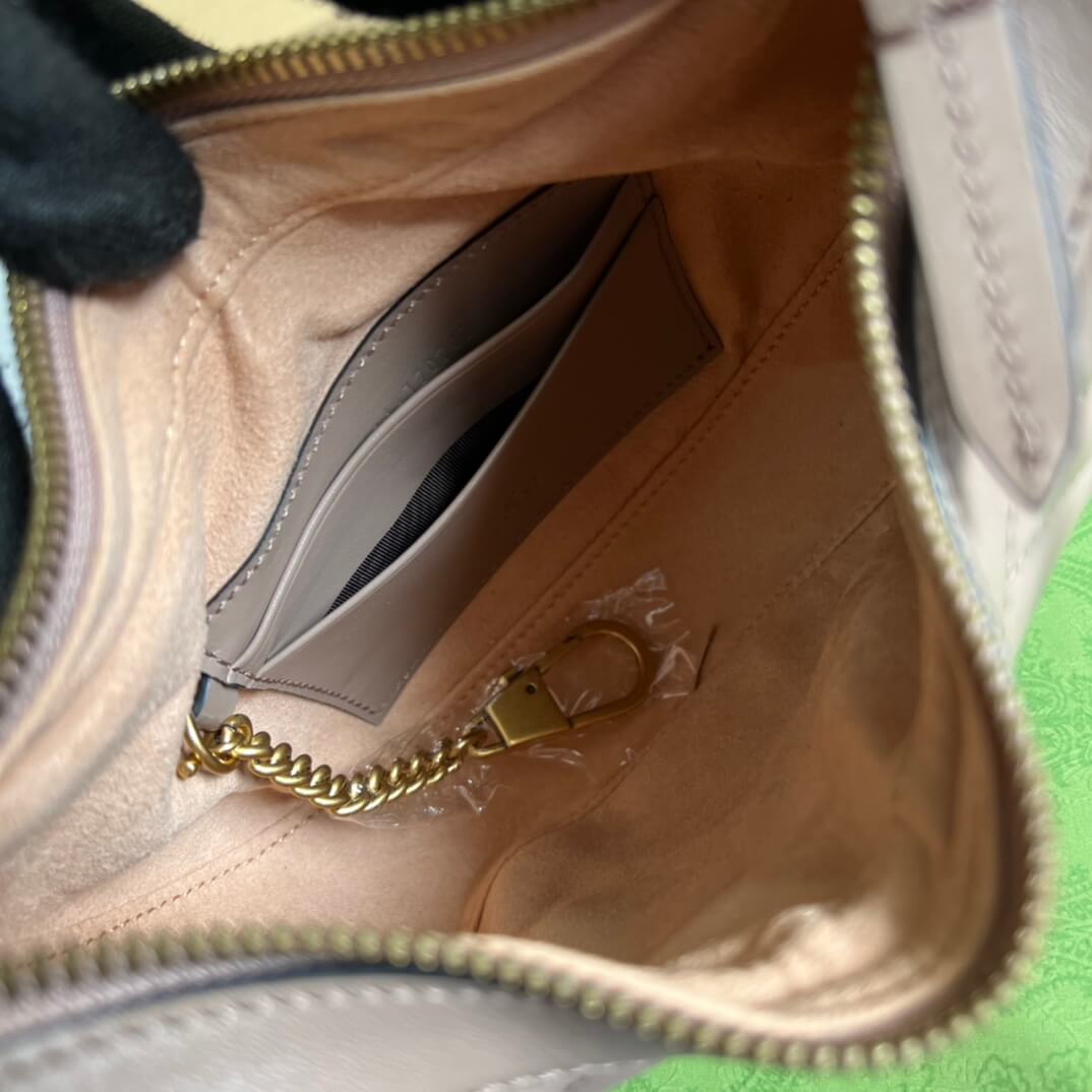 699514 gg mini handbag 21cm milk tea color cowhide real leather shoulder bag cross body bags handbag