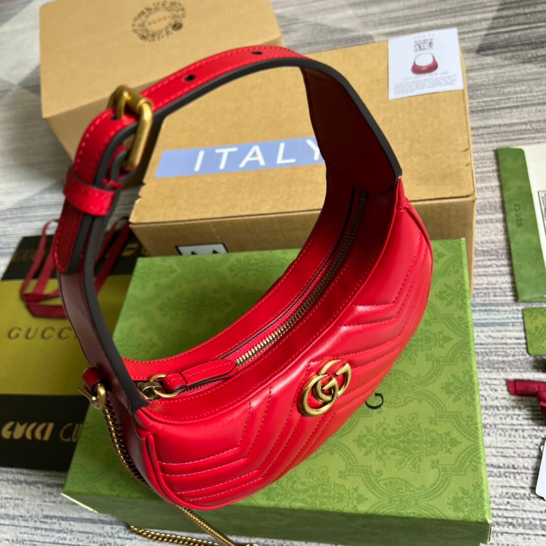 699514 gg mini handbag 21cm red cowhide real leather shoulder bag cross body bags handbag
