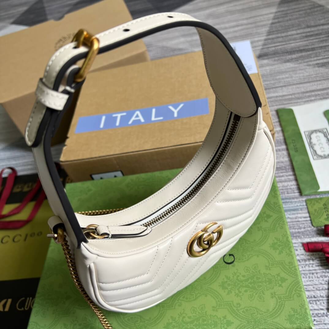 699514 gg mini handbag 21cm white cowhide real leather shoulder bag cross body bags handbag