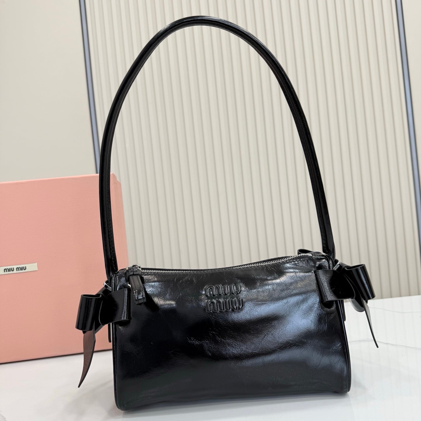 Miu Miu Classic Shoulder Bag Black Patent Leather 5NE029