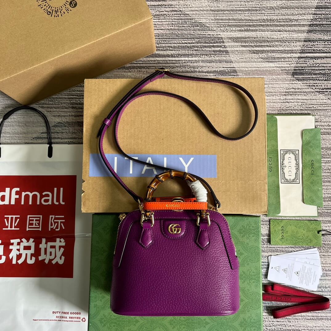715775 dionysus gg mini tote bag totes 20cm purple cowhide real leather
